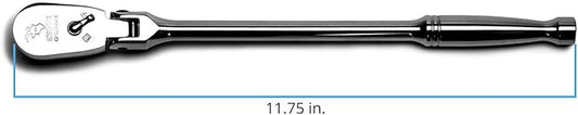 Capri Tools 3/8-Inch Drive Low Profile Flex-Head Ratchet, True 72-Tooth, 5-Degree Swing Arc, 180-Degree Flex-Head (CP12300FX)