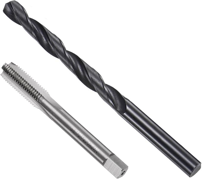 uxcell Metric Tap and Drill Bit Set, M10 x 1.25 Thread Tap & 8.8mm Black Oxide Twist Drill Bit, Straight Flute Tap Tapping Threading Repair Tool Kit