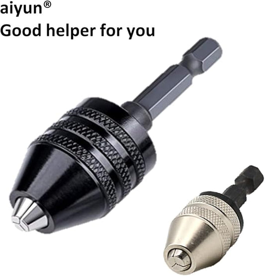 aiyun Drill Chuck Adapter - 2Pcs Drill Chuck for Impact Driver, Drill Bit Adapter Keyless Chuck 1/4 Hex Shank (0.6-8mm,0.3-3.6mm)