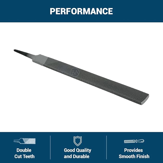 Benchmark Abrasives 6" Bastard Cut Long Flat File, Hardened Steel File, for Filing Metal, Sharpening Tools, Copper, Plastic, Hardwood, Metalworking Woodworking (6")