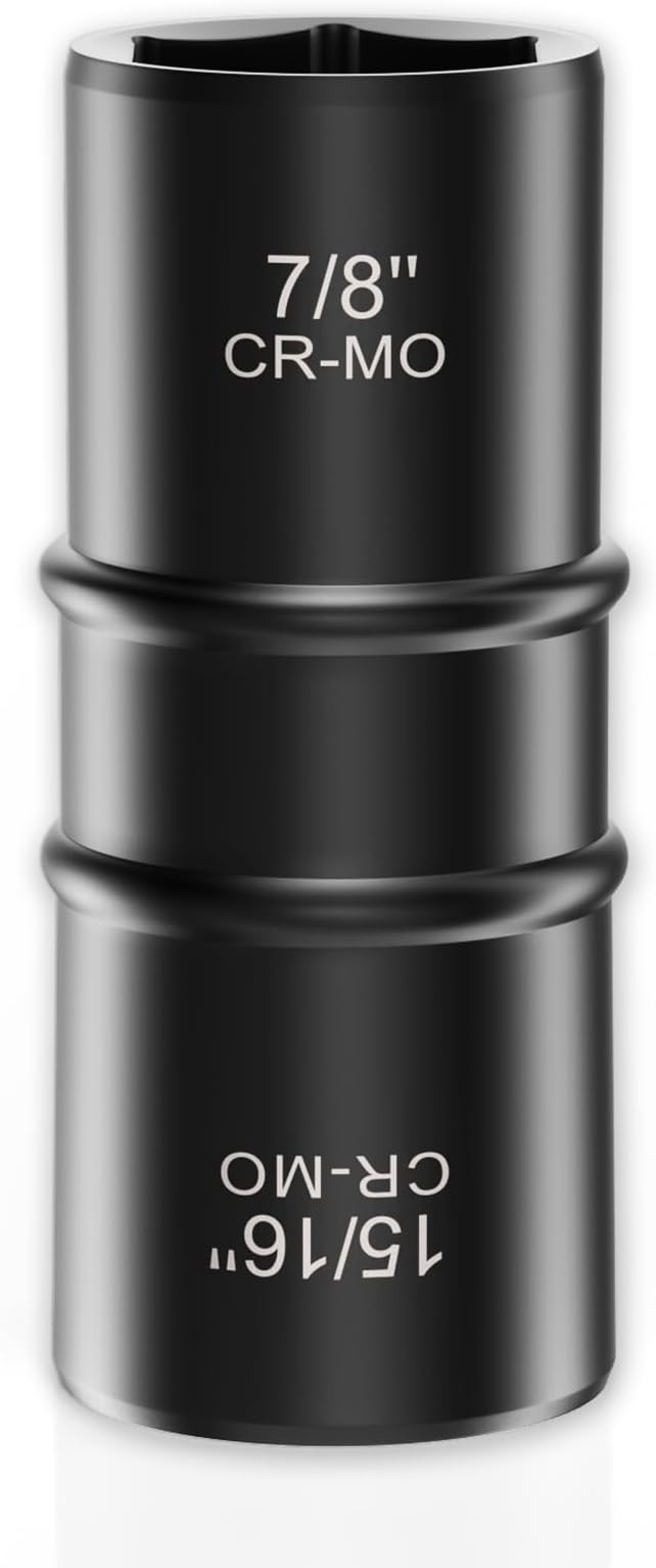 1/2 Inch Drive 7/8" x 15/16" Thin Wall Impact Flip Socket,XEWEA Lug Nut Impact Socket Set Double Ended Thin Wall Nut Sockets CR-MO Twist Removal Tool for Stripped Rusted Bolts