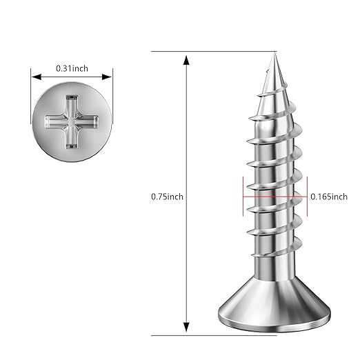 (400Pcs) #8x3/4 Wood Screw Quick Metal Self Tapping Flat Head 304 Stainless Steel