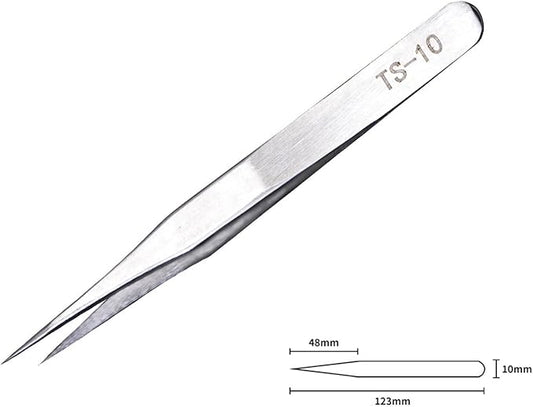 6 Stainless Fine Tip Tweezers Industrial for Electronics Laboratory Work Jewelry-Making Craft, Soldering Multiple Usage