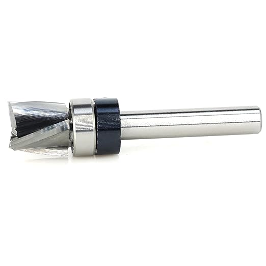 Spiral Flush Trim Router Bit 1/4 Shank, Carbide Head 3-Flute, 1/2" Diameter, 1/2" Cutting Length, Pattern Template Flush Trim Cut Router Bit, for Grooves, Bottom Cleaning, Wood Trimming
