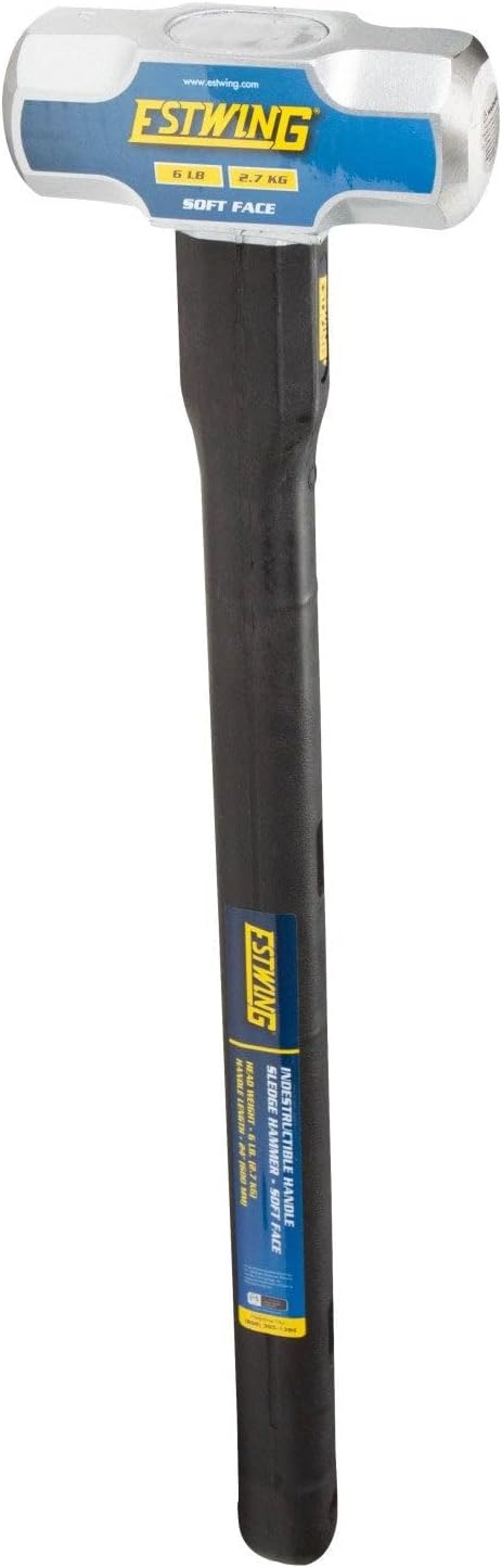 Estwing 6 lb Soft Face Sledge Hammer - 24" Indestructible Handle, Shock-Absorbing Grip, Overstrike Resistant