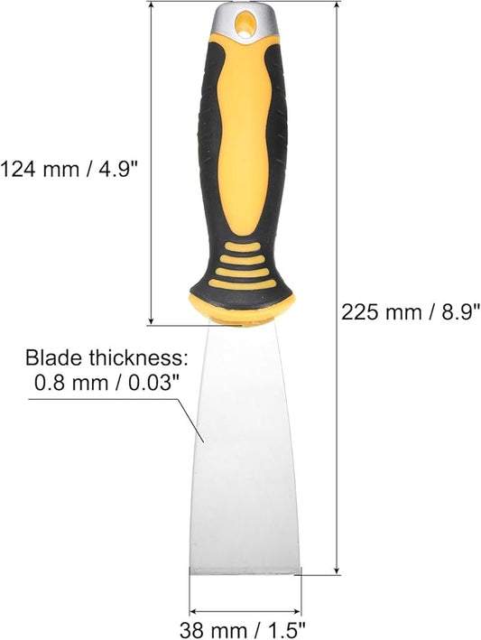 uxcell Putty Knife 1.5" High Carbon Steel Paint Scraper Flexible Drywall Repair Mud Knife for Removing Cement Wallpaper Mud Adhesive Taping with Metal Hammer End