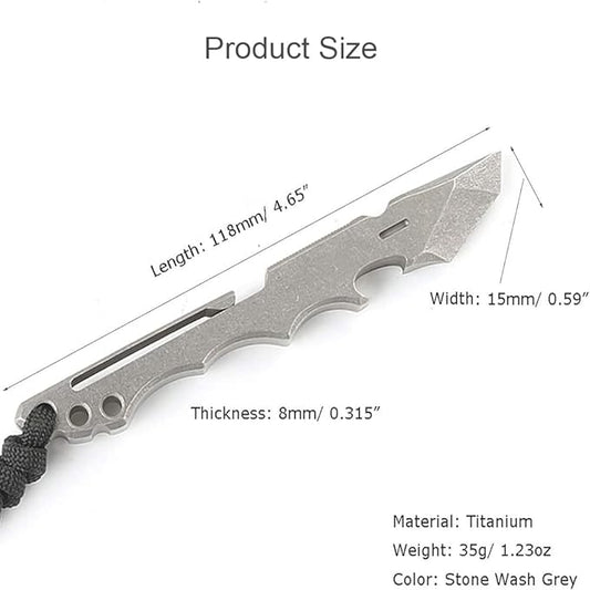 Titanium Pry Bar, Outdoor Multi-functional Pry Bar EDC Tools,Mini Pry Bar with Crowbar, Bottle Opener, Pocket Clip and Lanyard Hole/Grey