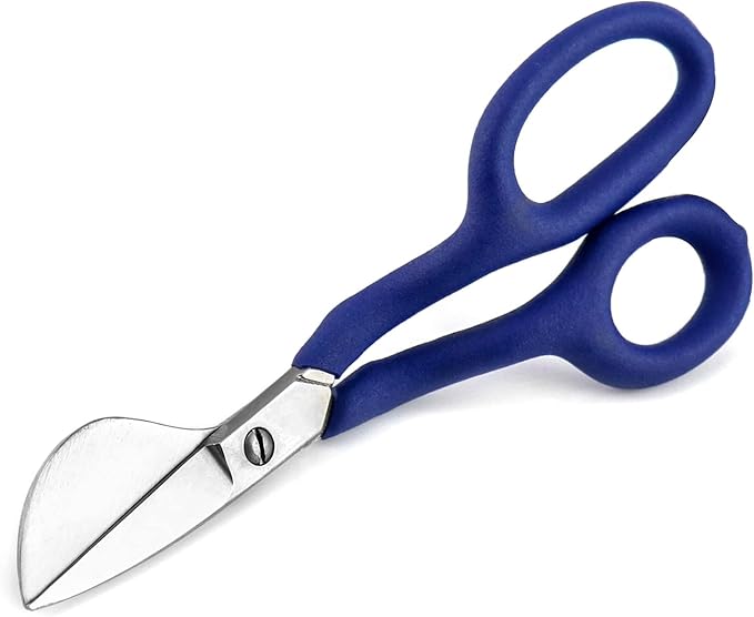 QWORK Duckbill Shears, 7 in Duckbill Applique Scissors, for Carpet Pile, Carpet Punch - Blue