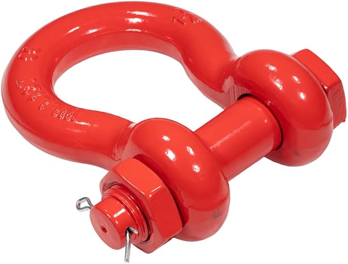 Mytee Products 1-1/4" Anchor Shackle Forged Carbon Steel w/Safety Screw Pin Load Limit 24,000 lbs, Double Rust Protection Heavy Duty D Ring Bolt Type Shackle for Towing, Rigging & Vehicle Recovery