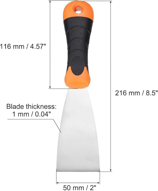 uxcell Putty Knife 2" Stainless Steel Paint Scraper Flexible Drywall Repair Mud Knives for Removing Cement Wallpaper Mud Adhesive Taping