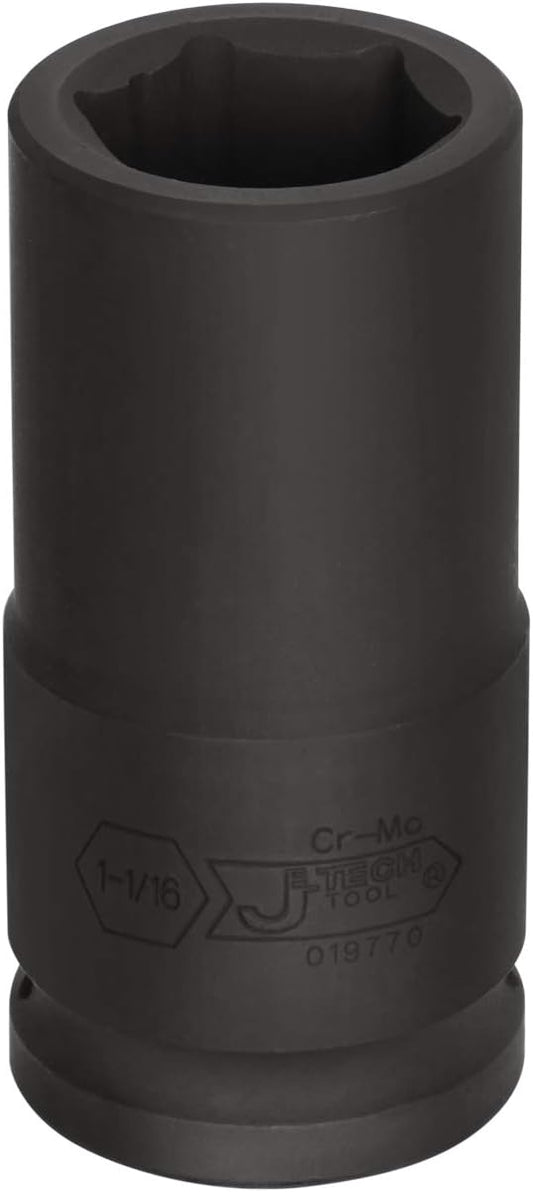 Jetech 3/4 Inch Drive 1-1/16 Inch Deep Impact Socket, Made with Heat-Treated Chrome Molybdenum Alloy Steel, 6-Point Design, SAE