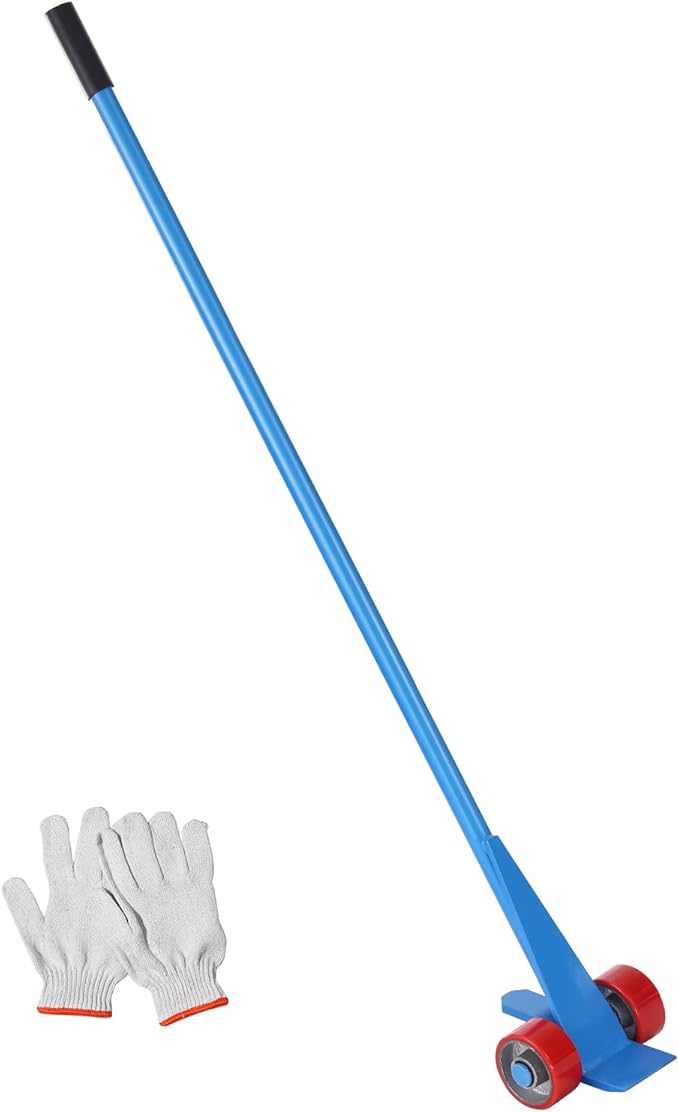VEVOR Prylever Bar, 60-Inch Handle, 8818 lbs Weight Capacity, Pry Lever Bar Heavy Duty with 4?쇺?Wheels and Enlarged Welding Surface Prylever, Blue