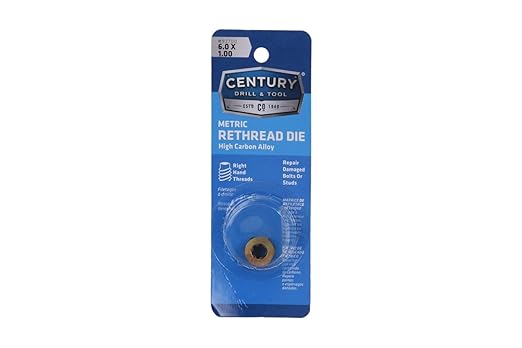 Century Drill & Tool, 92700, 6.0X1.00,Rethreading Die,Tool Set, Thread Repair