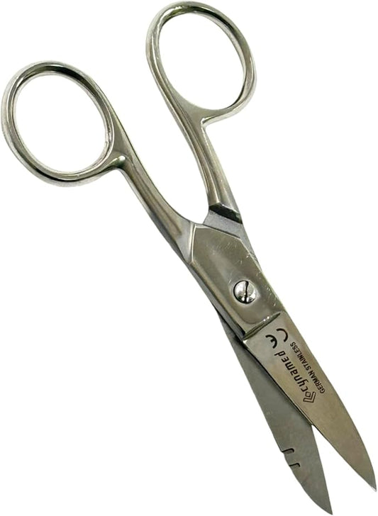 Electrical Wire Cutting and Stripping Scissors 5.25" Length | Electrician Electrical Repair Scissors | German Stainless Steel (1 Each - Silver)