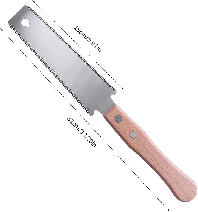 Japanese Hand Saw, Japanese Double-Sided Pull Saw, Double Edge Sided Pull Saw, Flush Cut Beech Handle Wood Saw for Woodworking Tools