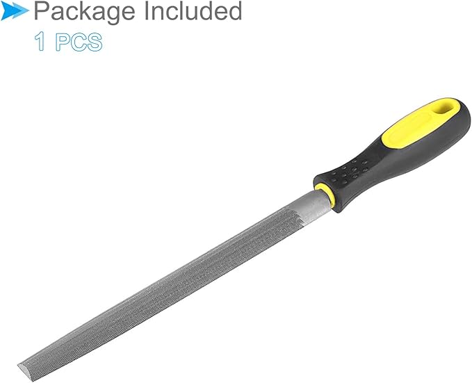 Half Round File, | 8 Inch File Length |, High Carbon Steel Medium Double Cut File Hand Rasp with Anti-Slip Grip Handle - (Applications: for Shaping Metal Wood Plastic), 1-Piece