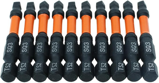 AUTOTOOLHOME 10 Pack #3 Square Driver Bit 2 inch Long Square Impact Drill Bit for Pocket Hole Jig System SQ3 Bits