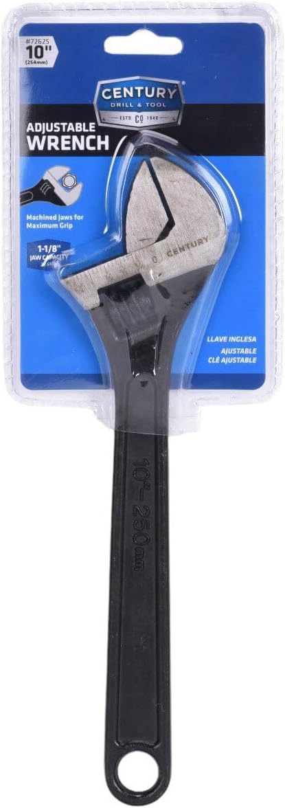 Century Drill & Tool 72625 Adjustable Wrench, 10"