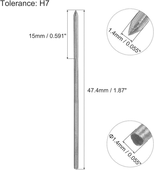 uxcell Chucking Reamers, 1.4mm H7 Metric Machine Reamer Drill Bit for Metal Wood Hole Reaming, Straight Flute High Speed Steel Tool