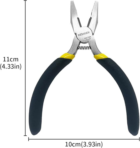 BOOSDEN Mini Lineman's Pliers, 5 Pack, 5 Inch High Leverage Cutting Pliers, Side Cutter for Electrician Work or Jewelry Making
