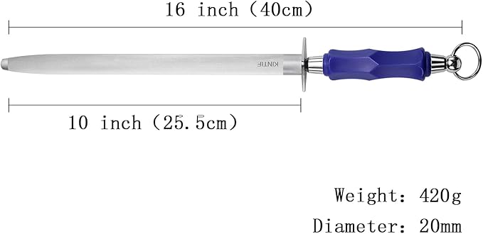 Honing Steel 10 inch Professional Knife Sharpener Honing Rod, Fine Lines, High Carbon Steel, High hardness, Flat Knife Sharpening Steel