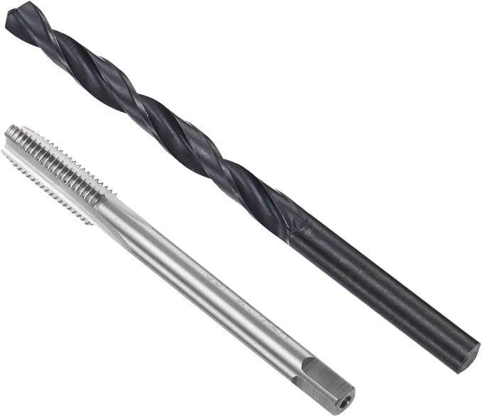 uxcell Metric Tap and Drill Bit Set, M7 x 1 Thread Tap & 6mm Black Oxide Twist Drill Bit, Straight Flute Tap Tapping Threading Repair Tool Kit