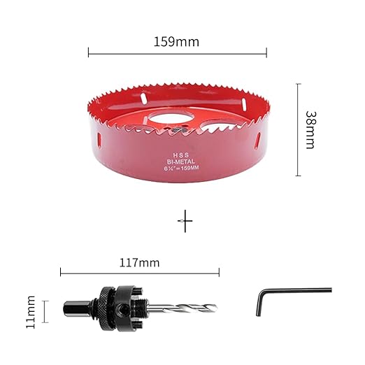 159mm Hole Saw,LAIWEI Heavy Duty Mandrel Hole Cutter for Drilling Wood, Aluminum Profile, PVC and Other Materials(6-1/4")