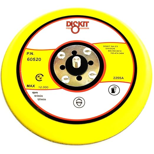GripIt Sanding Pad 60520: Firm, 6", PSA, 0 Hole, Low Profile, 5/16-24 Male
