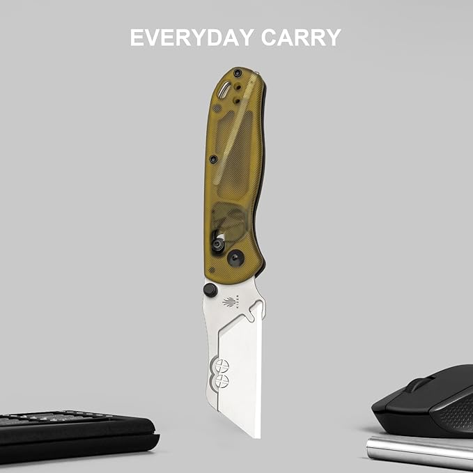 Kizer Uti Bear(New Dual-screw Version) Folding Utility Knife, Clutch Lock Box Cutter EDC Pocket knife with 5PCS Razor Blades, Pocket Knives with Pocket Clip for Men Women V3619JA4