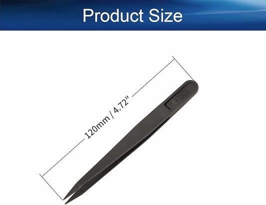 Auniwaig 20pcs Precision Plastic Tweezers, Slant Point Tip Anti-Static Tweezers for Jewelry Craft DIY Beauty Electronics Repair Tool, (4.7 Inch, Black02)