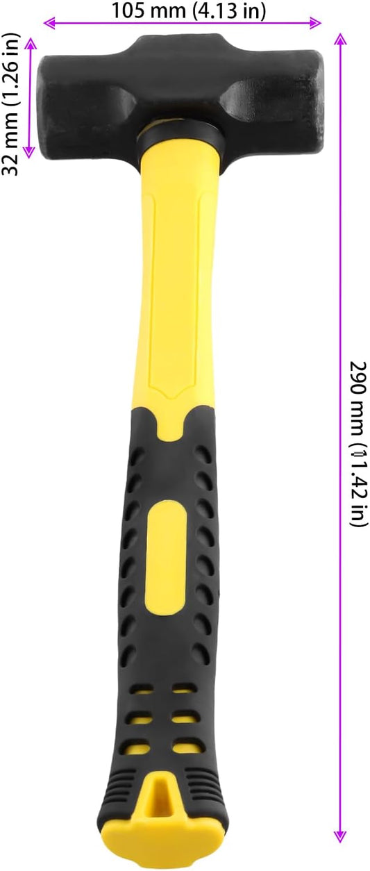 3 PCS 2lbs Sledge Hammers with Shock Absorption Handles, Solid Steel Heads, High Impact Tool Hammers for Dismantling, Fixing, Knocking