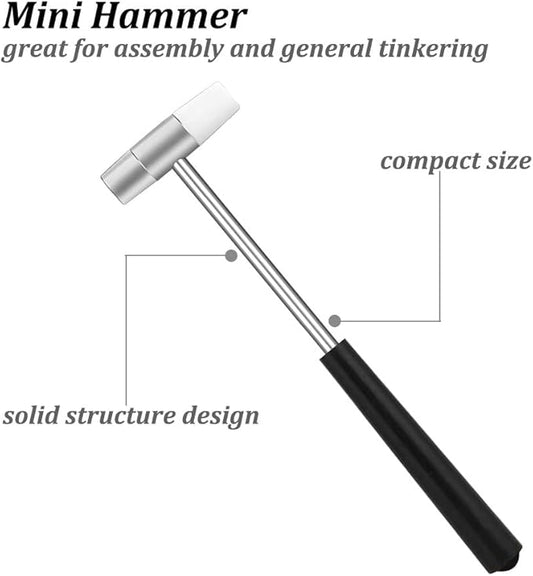 Dual Head Small Hammers for Small Project and Home Project, Black Plastic Grip, Jewelry Mallet, Mini Mallet for Repairing Watch, Tuning, Woodworking, Handcraft, Leather, 2 Pcs