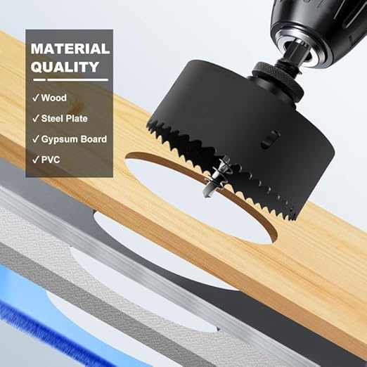 7" 訝?78mm Hole Saws with Heavy Duty Arbor HSS Bi-Metal Hole Cutter Drill Bit for Wood Cornhole Boards Plastic Drywall Metal Fiberboard(Black)
