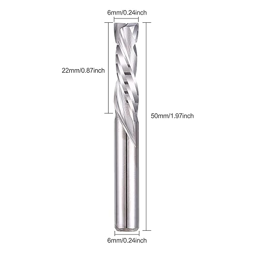 Up & Down Cut Bit 6mm(0.236" Shank, 7/8" Cutting Length Compression Bit Spiral CNC Router Bits End Mill Tungsten Carbide Milling Cutter Set 2 Pack