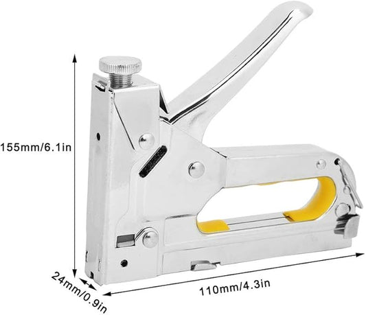 Framing Stapler, Staple Tacker, Hand Operated Nailing Tool for Carton Making, Packaging, Furniture, 3 Use Silver