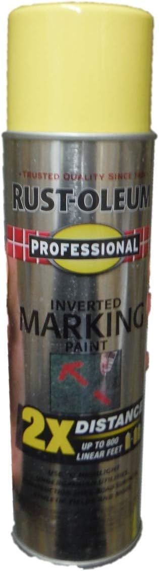 Rust-Oleum 266577 Professional 2X Distance Inverted Marking Spray Paint, 15 oz, High Visibility Yellow