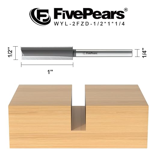 FivePears Straight Router Bits 1/4 Inch Shank Double Flute, 1/2 Inch Cutting Diameter, 1 Inch Cutting Length, Used for Create Groove, Dado or Hollow