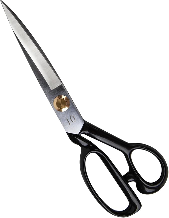 KEARING 10 Inch Heavy Duty Fabric Scissors, Professional Tailor Shears for Precision Cutting of Leather, Denim, and Multi-Layer Fabrics for Sewing, Quilting, Dressmaking - 0.6 lb - Right-Handed