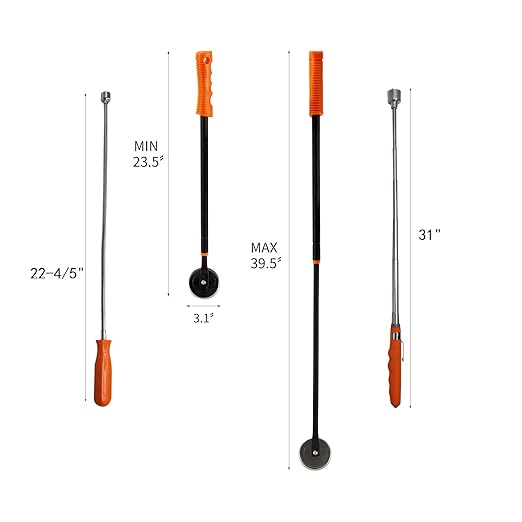 HARDK Heavy Duty Telescoping Pick up Tool Set of 3 - Magnetic Sweeper Tool 40" and Telescoping Flexible Magnet Stick Tool Useful for Hard-to-Reach, Mechanic, Home, Automotive. Gift for Men