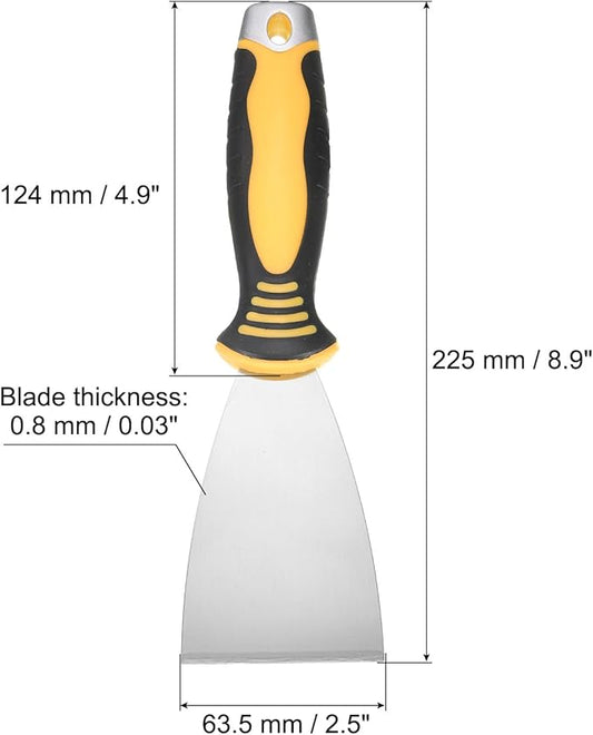 uxcell Putty Knife 2.5" High Carbon Steel Paint Scraper Flexible Drywall Repair Mud Knife for Removing Cement Wallpaper Mud Adhesive Taping with Metal Hammer End