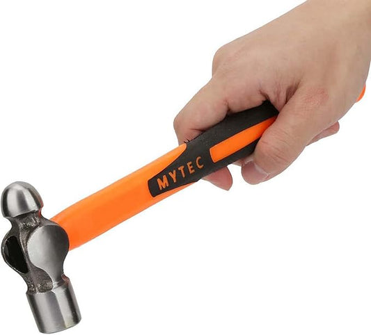 8-oz (1/2lb) Ball Peen Hammer, Rounded Face Steel Head Ball Pein Hammer with 11" (280mm) Fiberglass Handle, Small Rounding Hammers for Household, Industrial, Emergency
