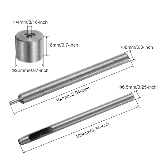 uxcell Eyelet Hole Punch Die Tool, 4mm Grommet Setter Hollow Punch for Leather Craft Clothing Handbag Fabric Curtain Setter