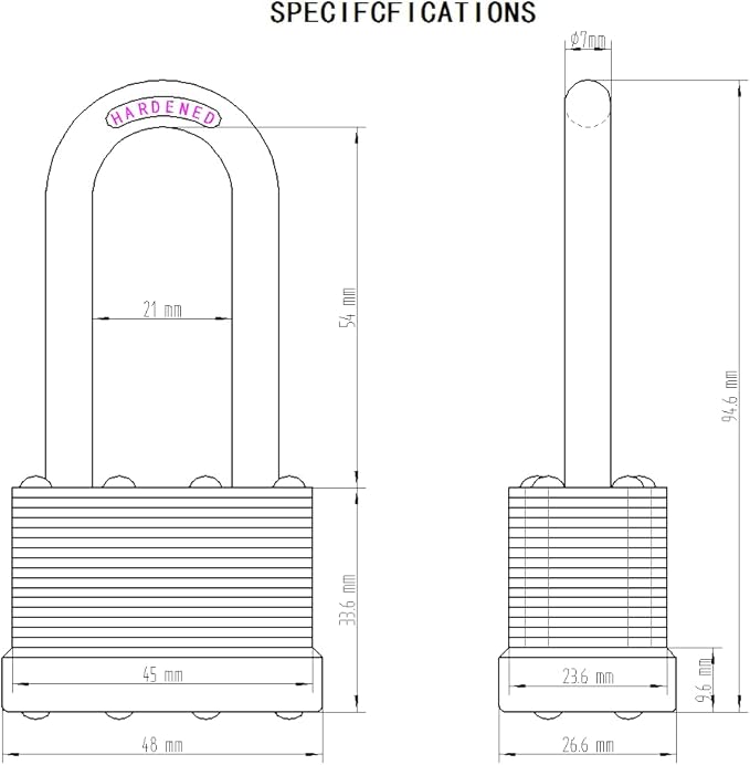 8-Pack Keyed Alike Laminated Steel Padlocks Keys, 1-3/4" Wide, Heavy Duty Long Pad Lock Set with Same Keys