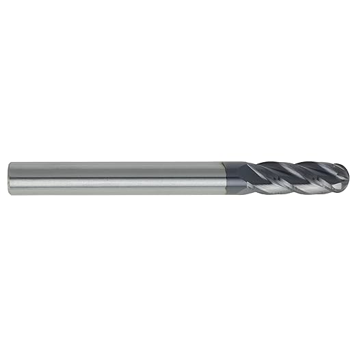 CME 10 pcs Micrograin Carbide End Mills, Ball Nose, TiAlN Coated, 1/4" Mill Diameter, 3/4" Length of Cut, 2 1/2" Overall Length, 4 Flute, Center Cutting