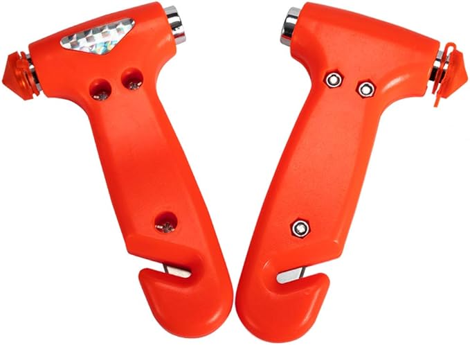 4-Pack Car Safety Hammer, Auto Emergency Escape Hammer with Window Breaker and Seat Belt Cutter, Striking Red Emergency Escape Tool for Car Accidents