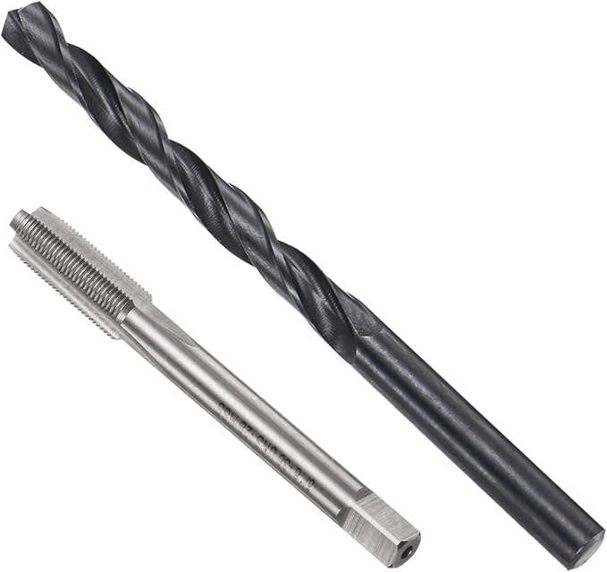 uxcell Tap and Drill Bit Set, 5/16-36 UNS Thread Tap & 9/32" Black Oxide Twist Drill Bit, Straight Flute Tap Tapping Threading Repair Tool Kit