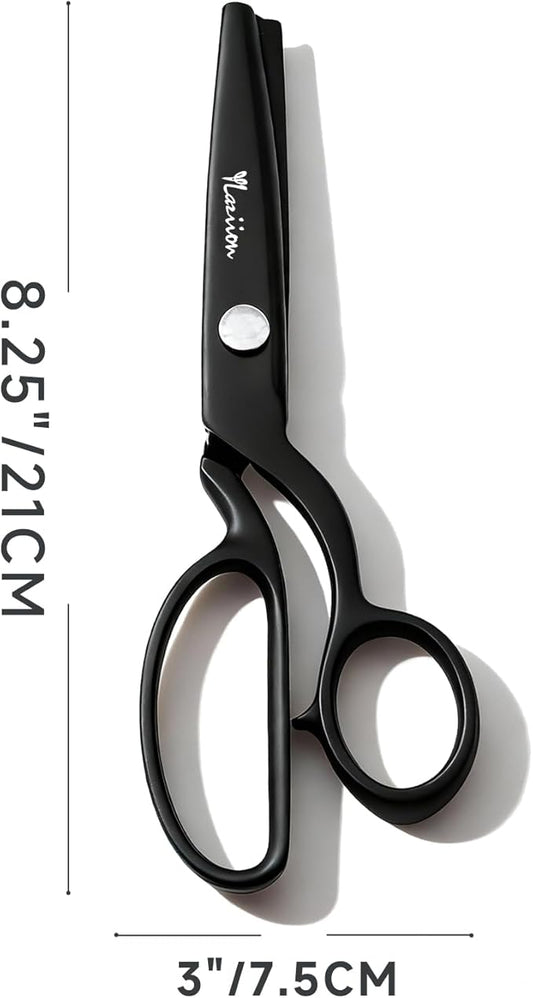 YLaziion 8-Inch Professional Pinking Shears for Fabric Cutting - 5mm Triangle Tooth Fabric Scissors - Black Titanium Coated Stainless Steel Zig Zag Scissors for Sewing, Quilting, Crafts & Dressmaking