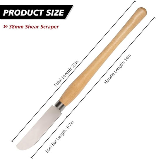professional 1.5 Inch Shear Scraper with M2 HSS Cryogenic Treated Blade, HRC63-65, and Ergonomic Beechwood Handle - Wood Lathe Tools(38mm)…