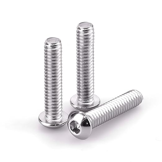 1/4-20 x 1-1/2" Button Head Socket Cap Bolts Screws, 304 Stainless Steel 18-8, Allen Hex Drive, Bright Finish, Fully Machine Thread, Pack of 100