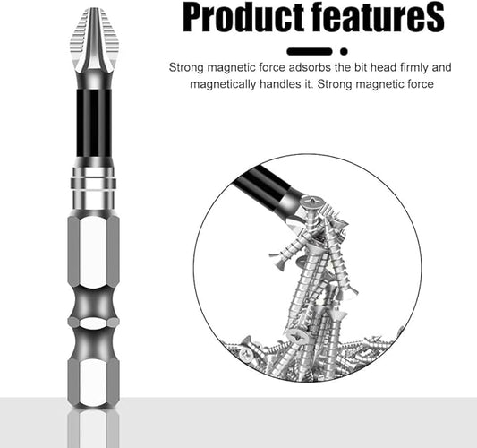12Pcs High Magnetic Screwdriver Drill Bit Set, 2025 New K5 Impact Resistant Anti-Slip Magnetic Electric Screwdriver Set for Home DIY Professional Use-50, 65, 75, 100, 120 and 150mm